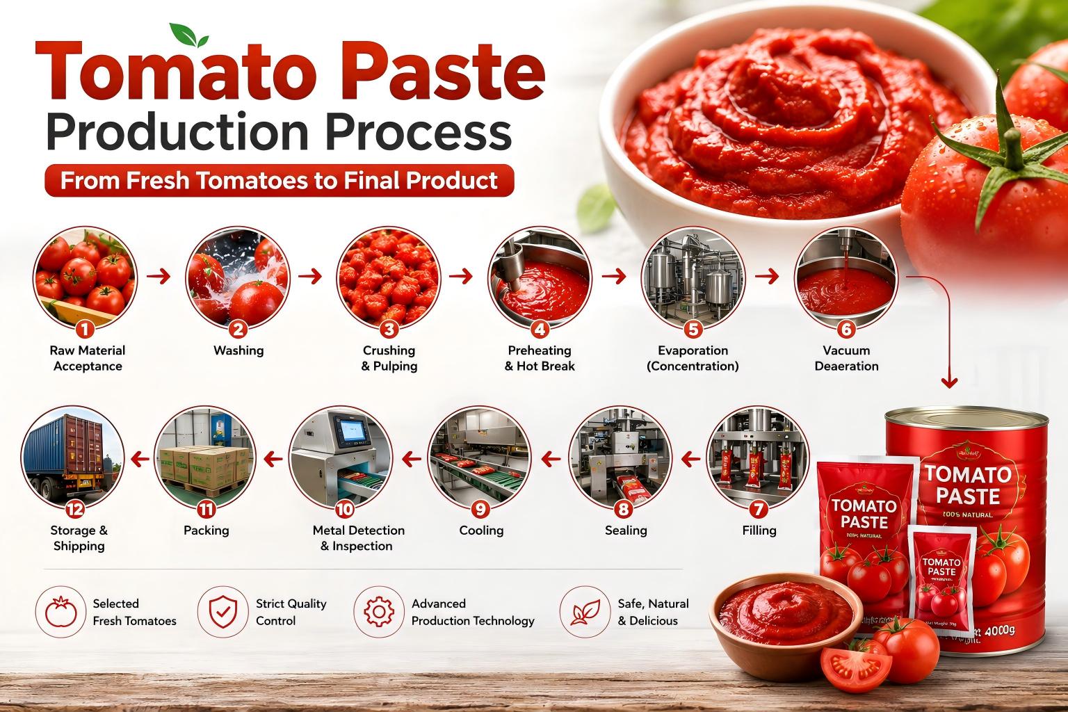 Herstellungsprozess von Tomatenmark: Von frischen Tomaten zum Endprodukt