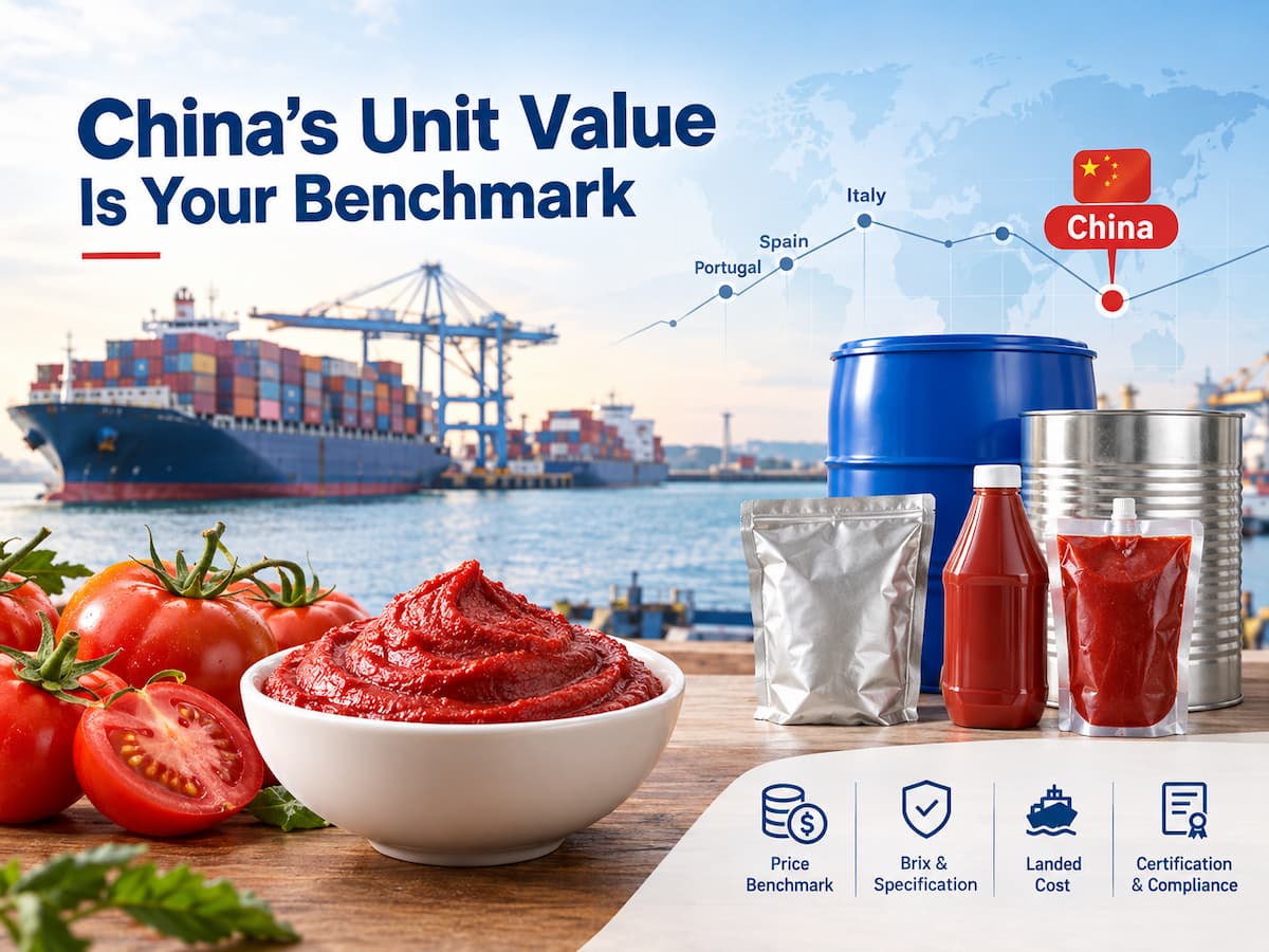 Tomatenmarkpreise in China 2026: Exportmengen im Vergleich zu Italien, Spanien und Chile